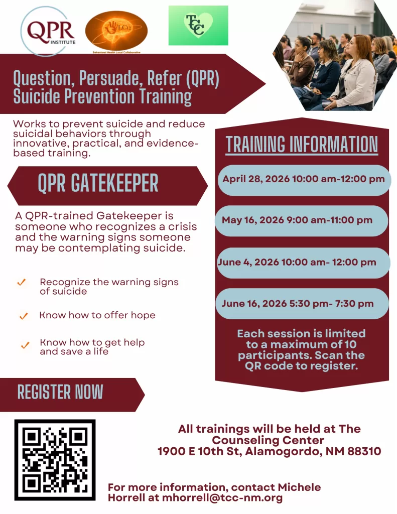 Question, Persuade, Refer (QPR) Suicide Prevention Training
