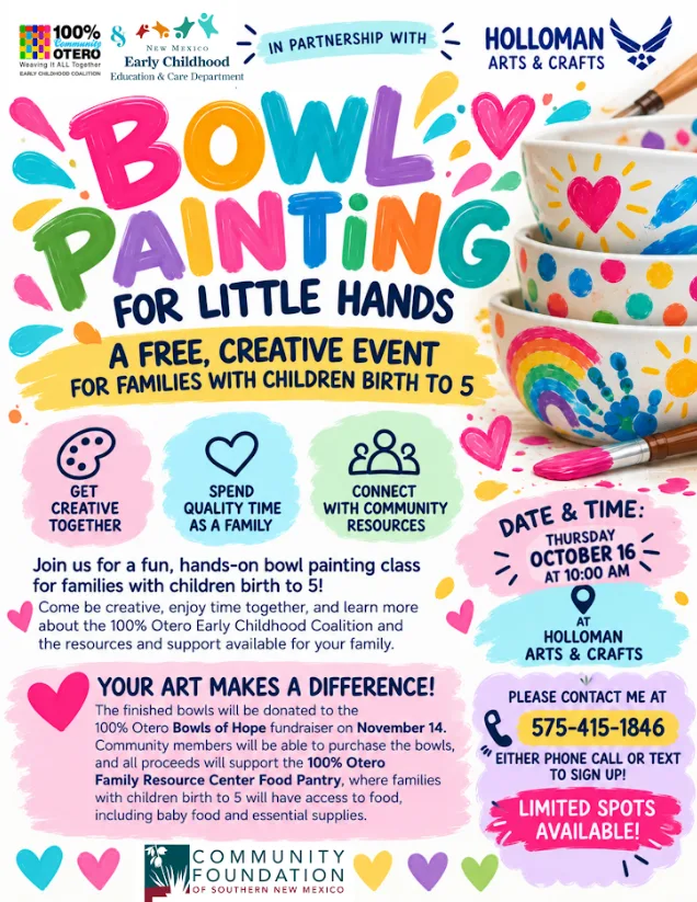 Bowl Painting For Little Hands at Holloman AFB Arts & Crafts