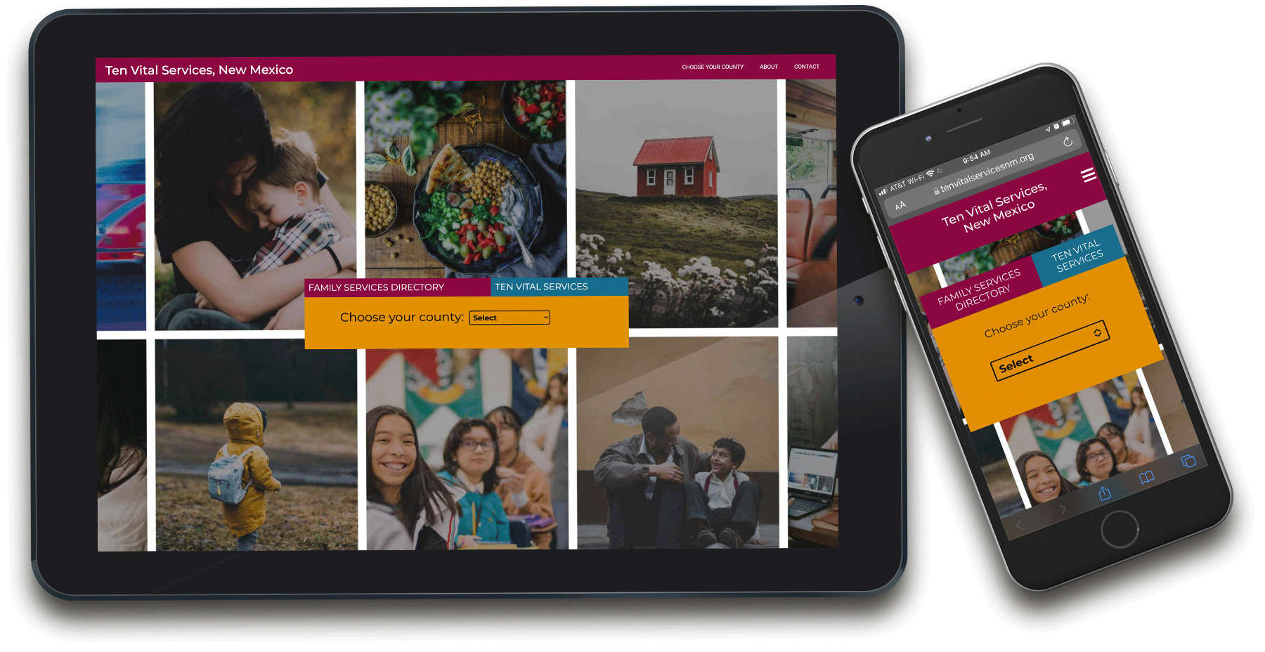 website on tablet