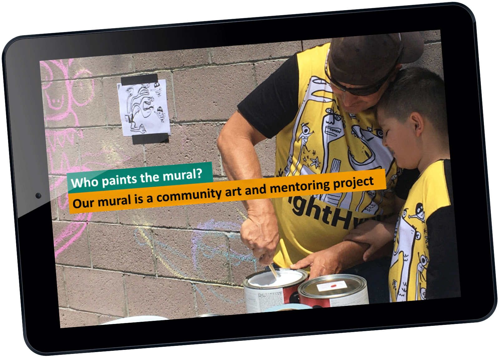 Who paints the mural? image