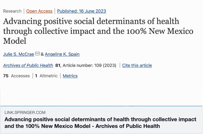 Advancing positive social determinants of health through collective impact and the 100% New Mexico Model