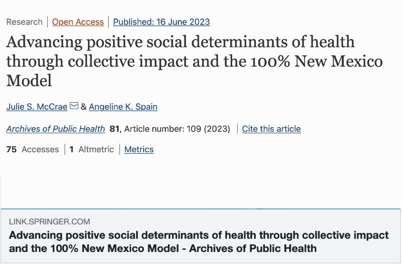 Advancing positive social determinants of health through collective impact and the 100% New Mexico Model