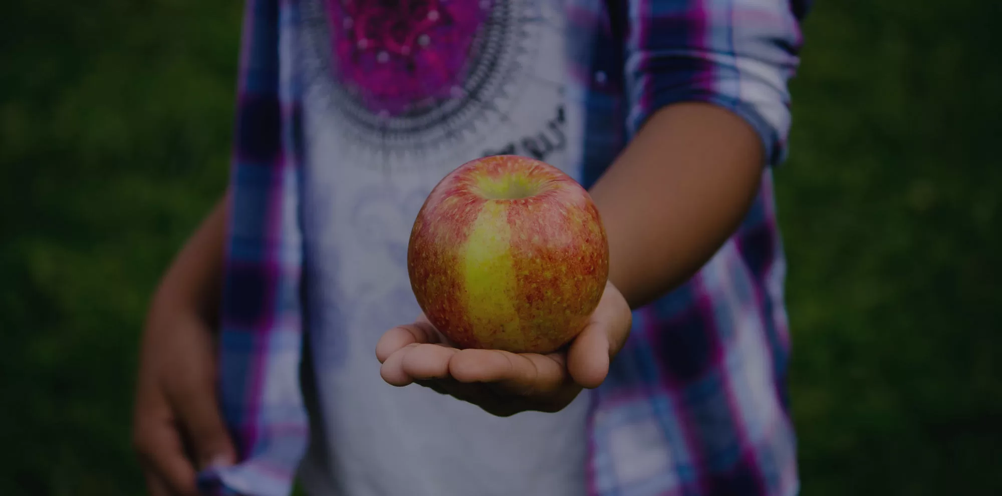 Boy holding apple