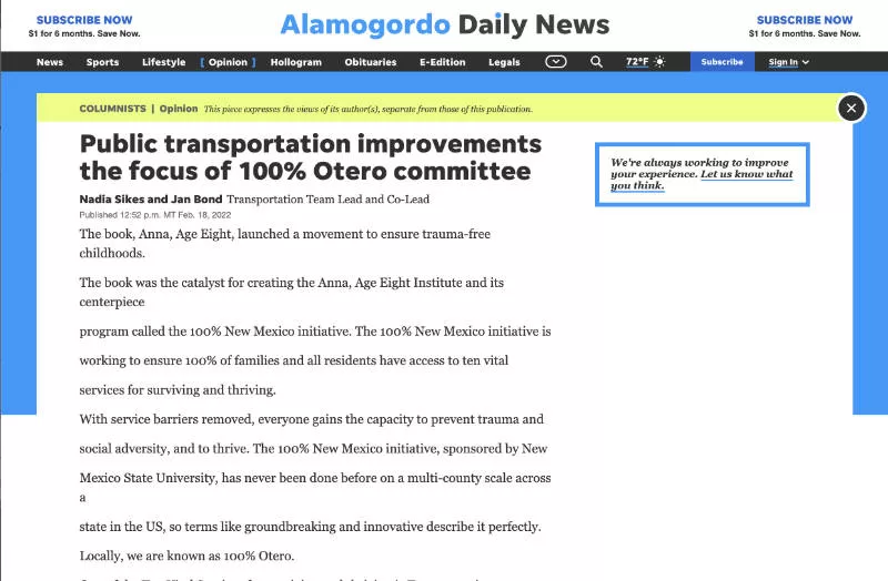 Public transportation improvements the focus of 100% Otero committee
