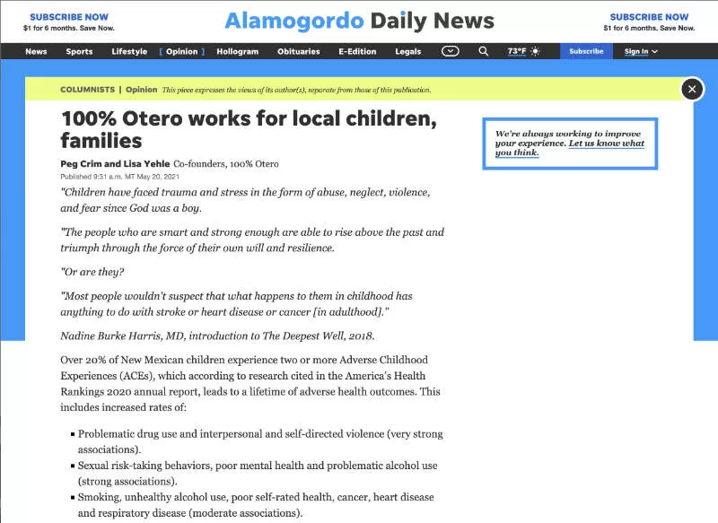 100% Otero works for local children, families