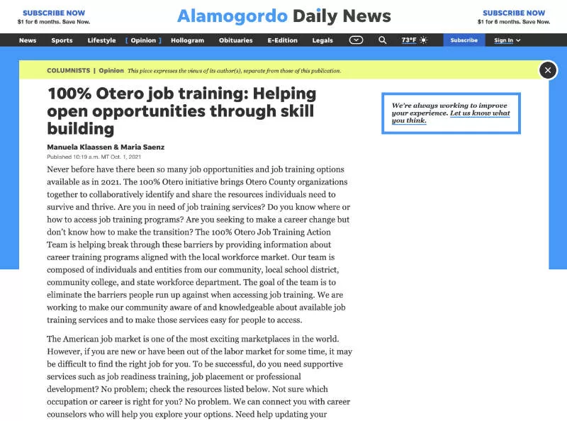 100% Otero job training: Helping open opportunities through skill building